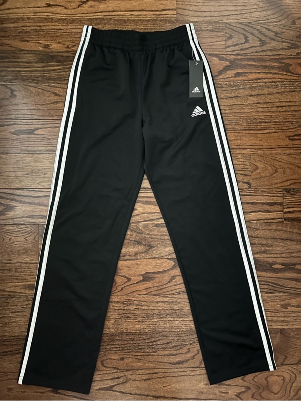 NWT Adidas Black Track Pants with White Stripes.  Size XS/S